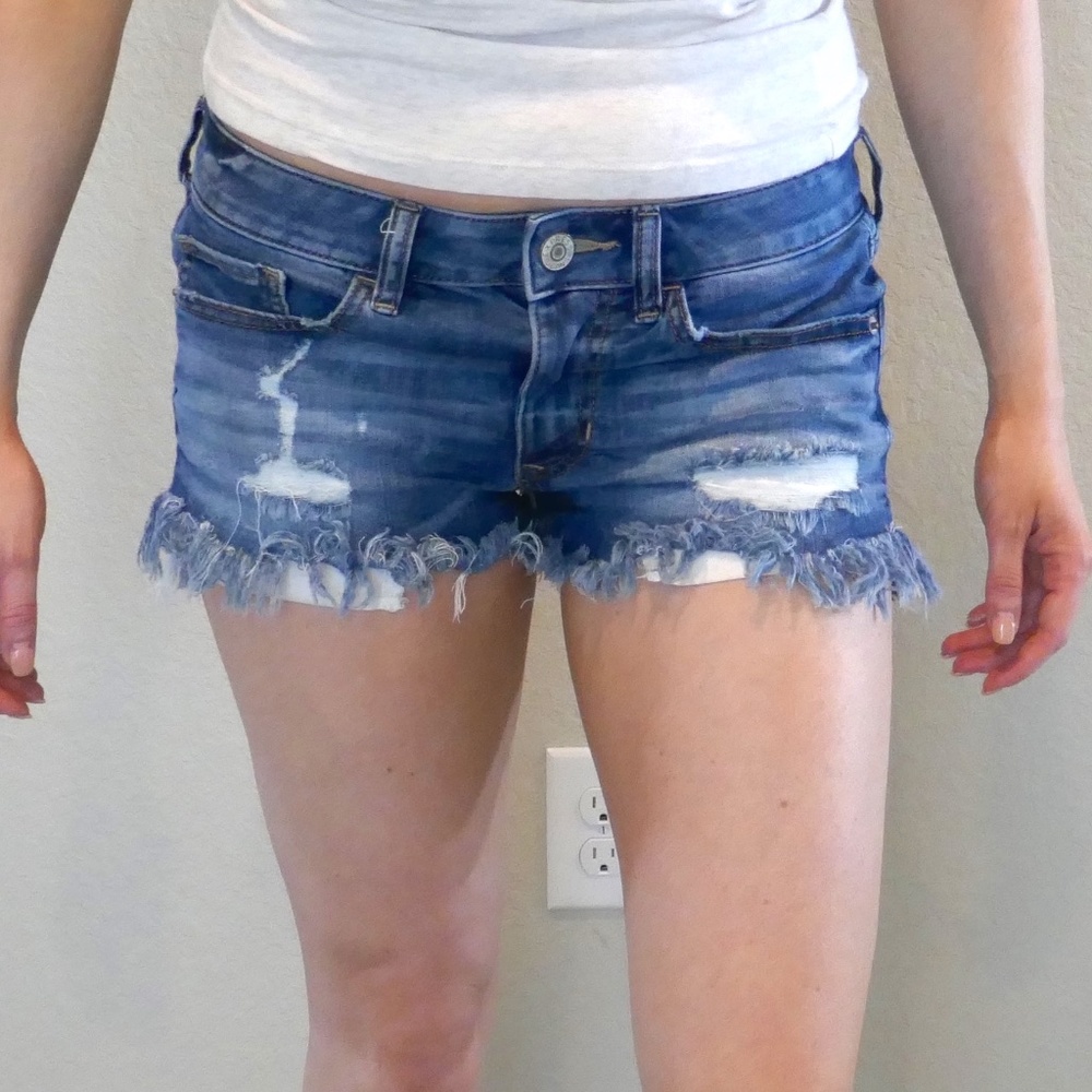 Distressed Low-Rise Denim Shorts